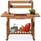 Best Choice Products Wood Garden Potting Bench Workstation, Sliding Tabletop, 4 Locking Wheels, Dry Sink